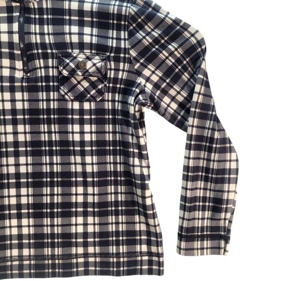 Chaps Flannel Sweater Large Womens Quarter Zip Plaid Chest Pocket Lightweight - Picture 3 of 8